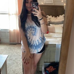 Pretty Edgy Pink and Blue Tie-died Tank